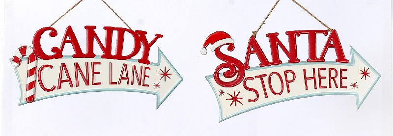 Metal Christmas Sign 38cm 2 Assortments - 9768197 (1 Piece)