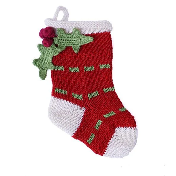 Mini Holly Stocking in Red