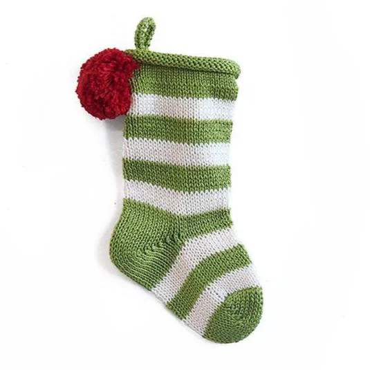 Mini Stripe Stocking in Green