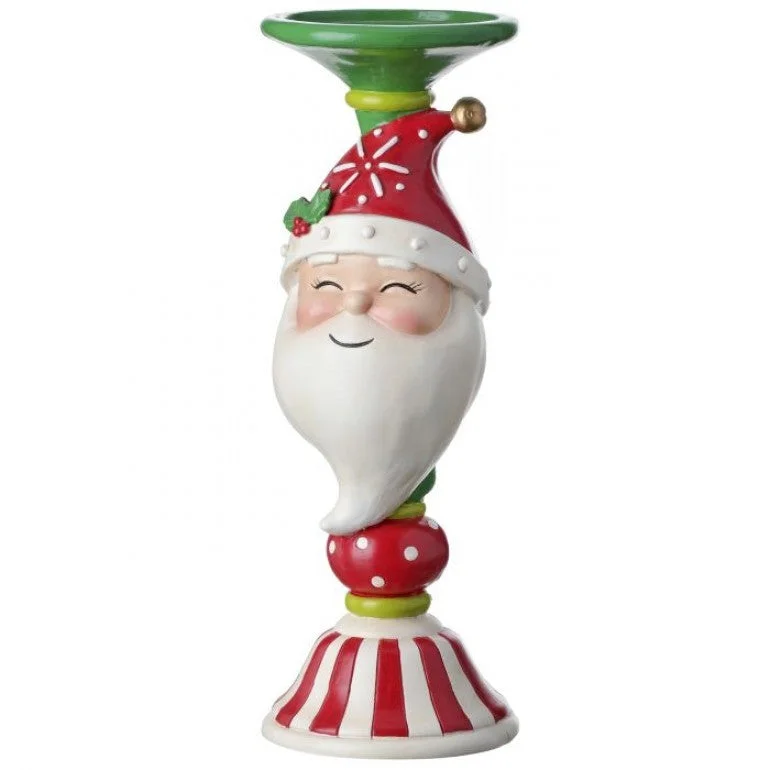 MTX69038 - 12"RESIN CANDY SANTA CANDLE STAND - 2 COLOURS