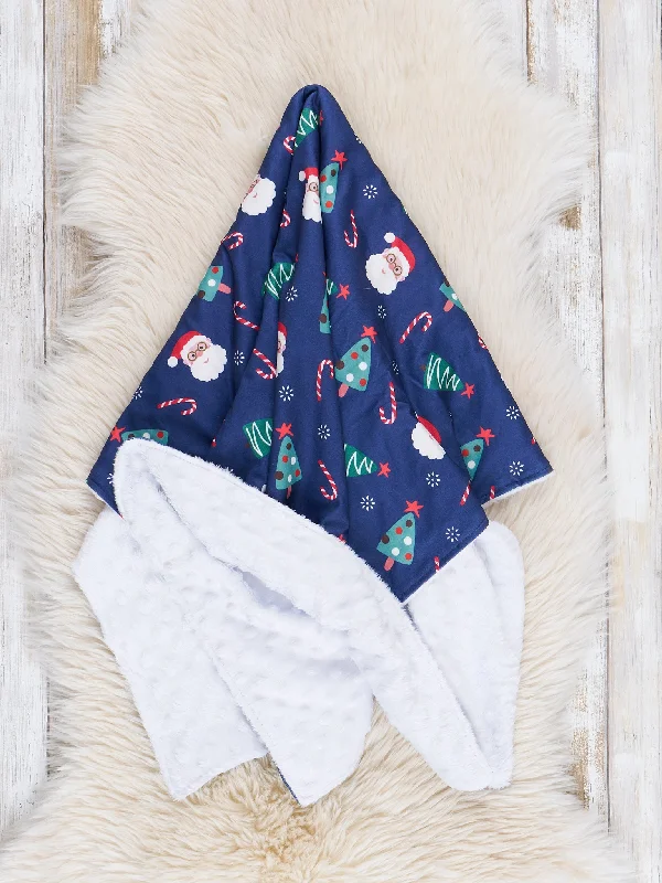 Navy Christmas Party Minky Blanket