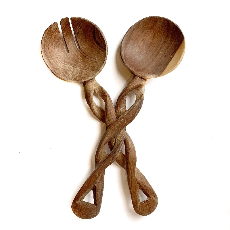 Olive Wood Spoons, Twisted Handle