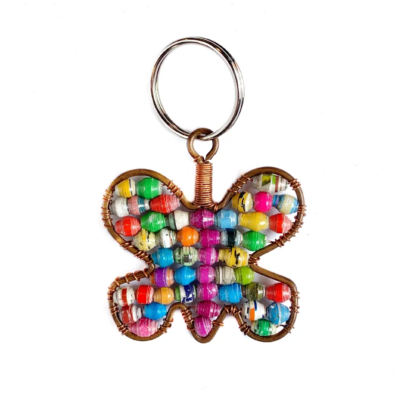 Butterfly Keychain, Paper Bead