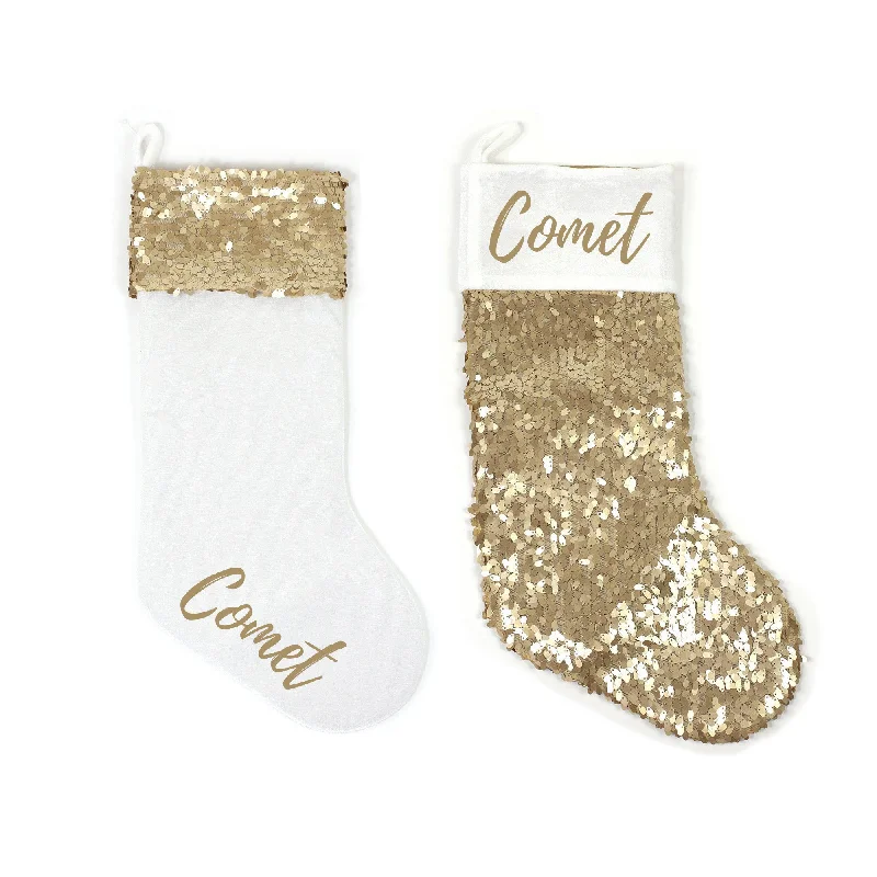 Personalised Christmas Stocking Gold 1pc