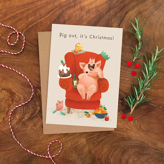 Pig Out It's Christmas Card