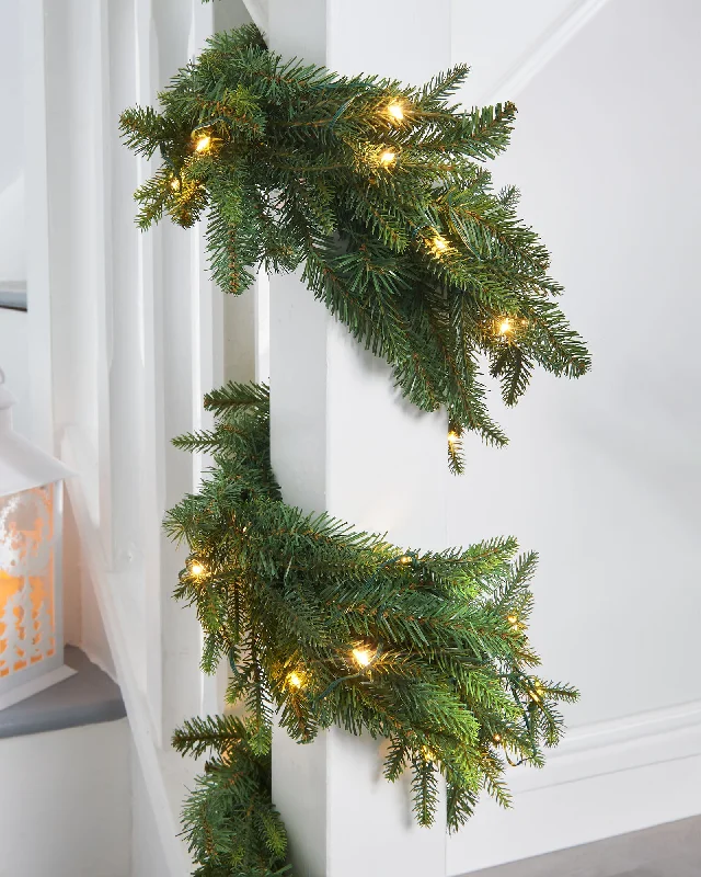 Pre-Lit Multi-Function Douglas Fir Garland, 18 ft