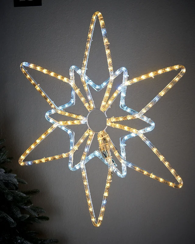 Pre-Lit Northern Star Rope Light Silhouette, Warm/Bright White, 64 cm