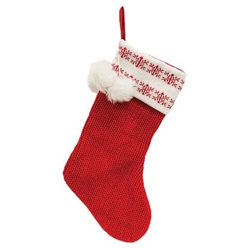 Red Snowflake Knit Stocking