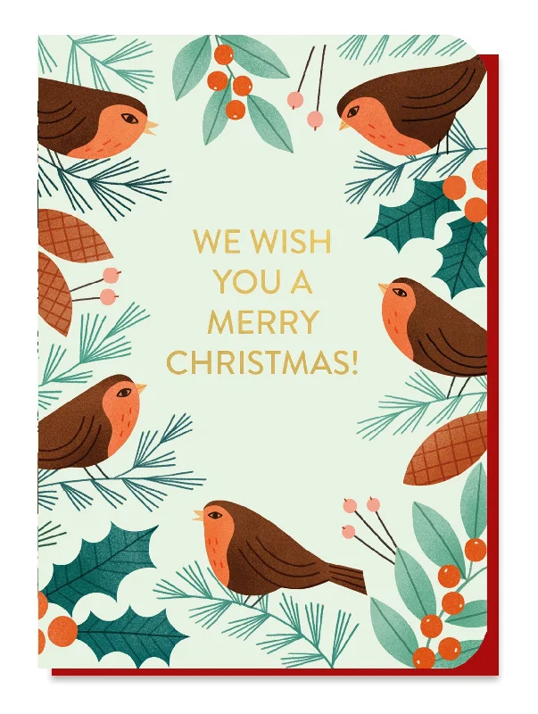 Robins Christmas Tree Seedstick Card