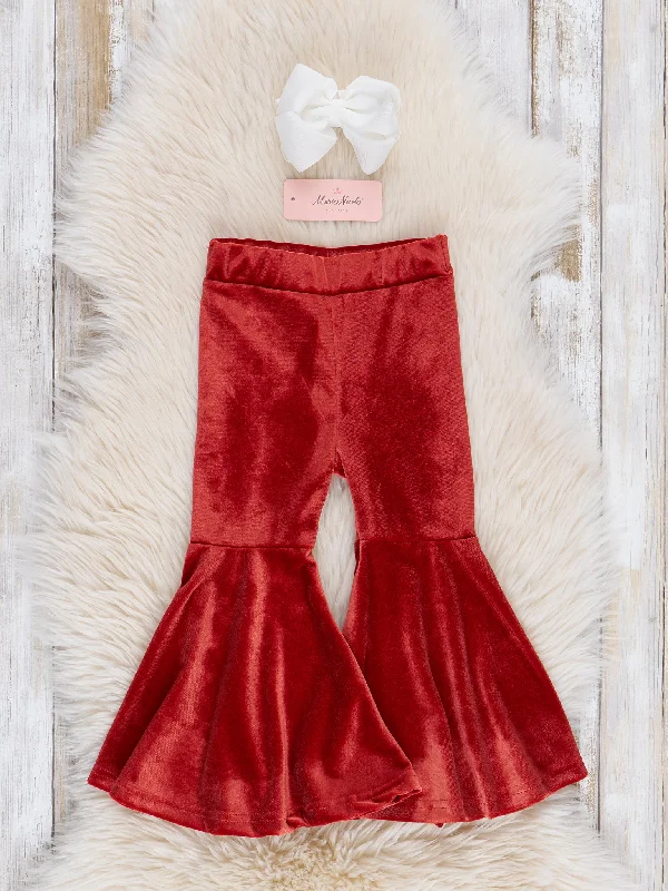 Rust Red Velvet Bell Bottoms