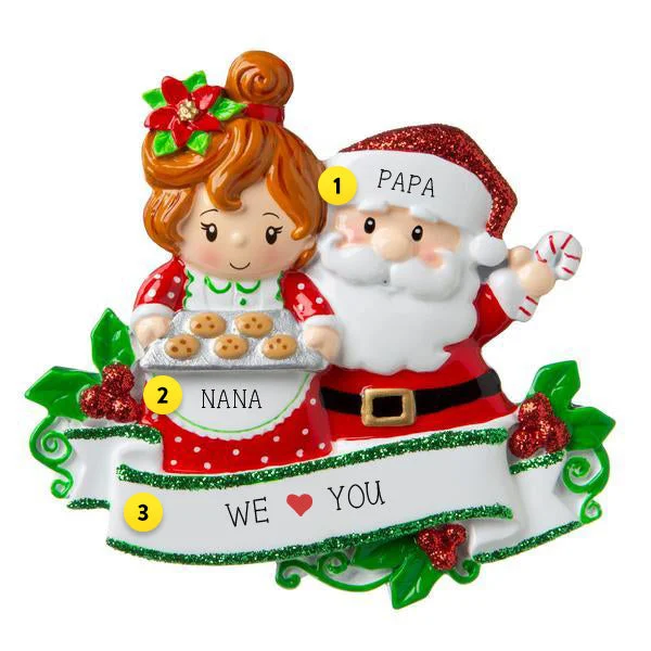 Personalized Santa and Mrs. Claus Baking Cookies Ornament