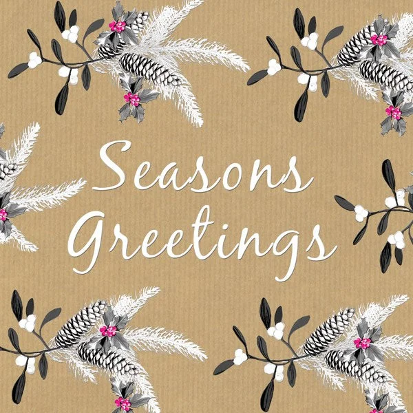 "Season's Greetings" Pinecones Christmas Greeting Card