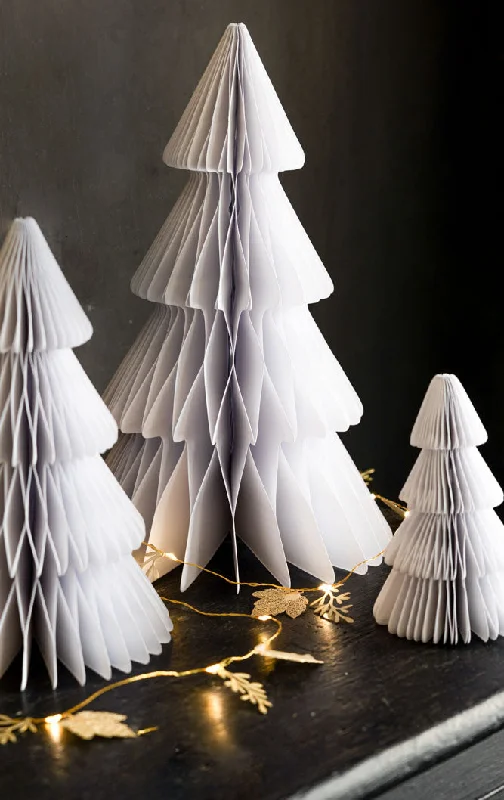 Set Of 3 White Honeycomb Christmas Trees