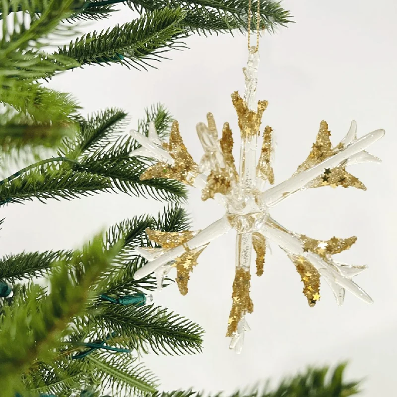 Golden Glitter 3D Star Burst Glass Ornament