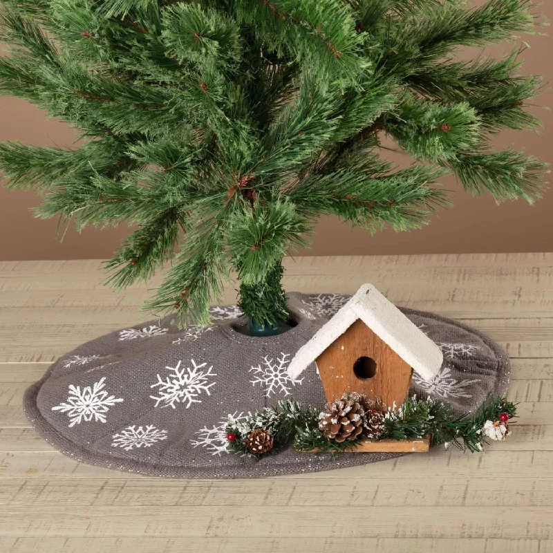 Snowflake Burlap Grey Mini Christmas Tree Skirt 21 VHC Brands