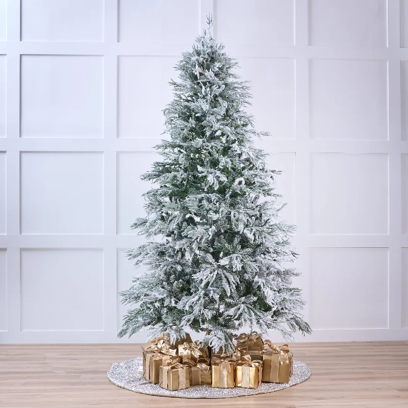 Snowy Ponderosa Tree Pre-Lit Warm White LED Lights With Flashing Motion