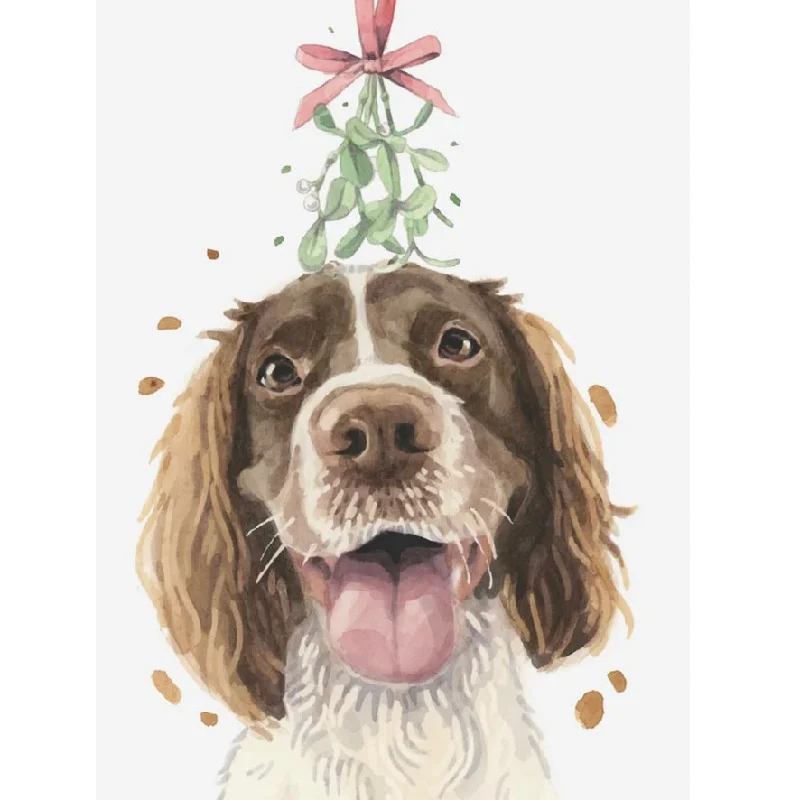 Springer Spaniel with Mistletoe Christmas Greeting Card