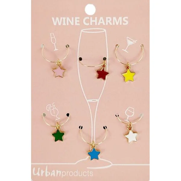 Stars Wine Charms Colourful 4cm Set of 6