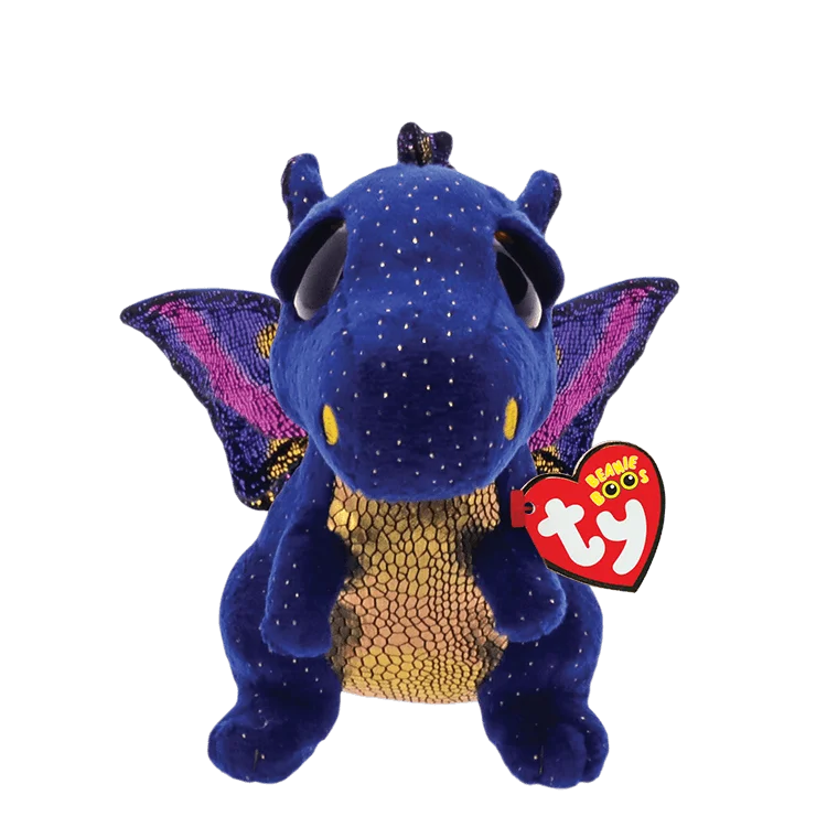 Ty Beanie Boos SAFFIRE - Blue Speckled Dragon (Small, 6")