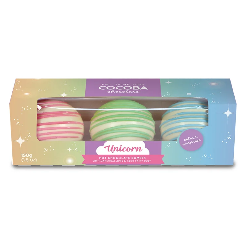 Unicorn Colour Surprise Hot Chocolate Bombes - 3 Pack