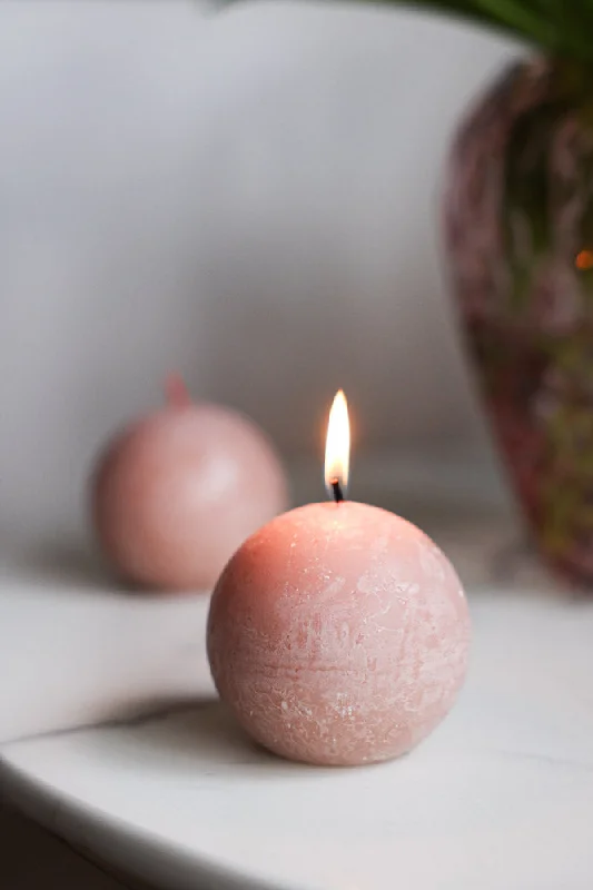 Unique Ball Candle In Misty Pink