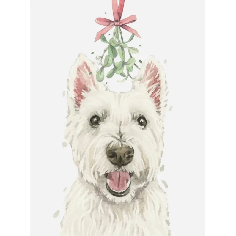 West Highland Terrier Westie with Mistletoe Christmas Greeting Card