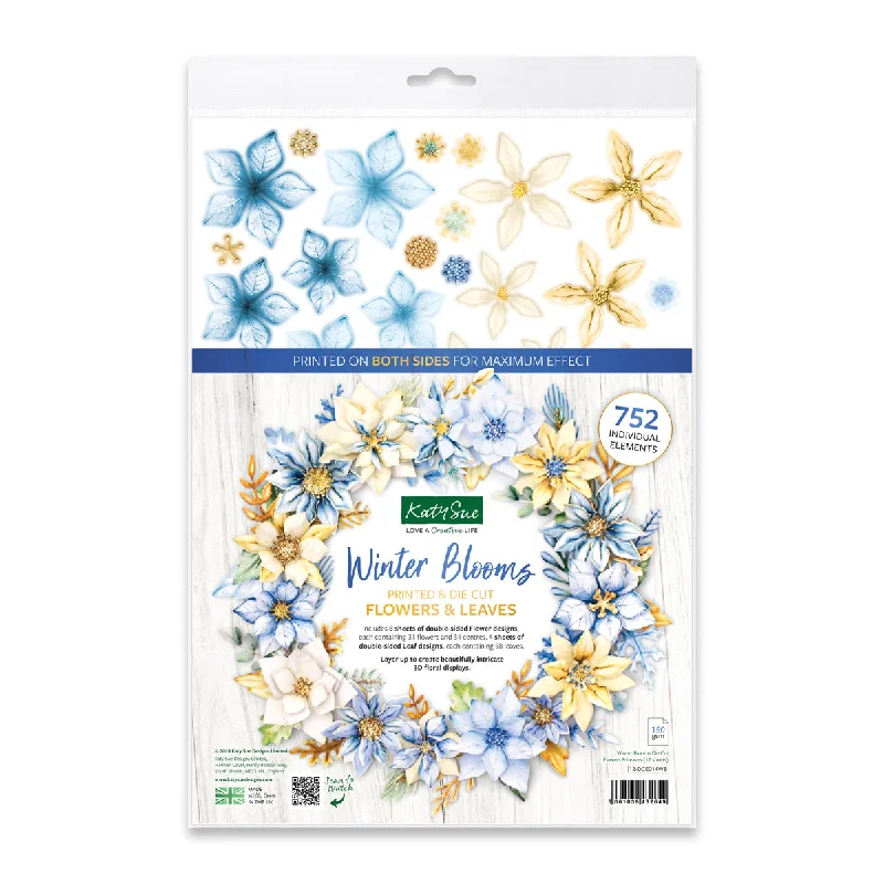 Winter Blooms Die Cut Flowers & Leaves, 12 sheets