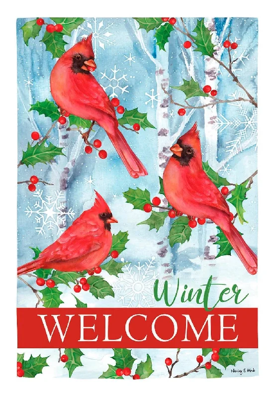 Winter Visit Suede Garden Flag