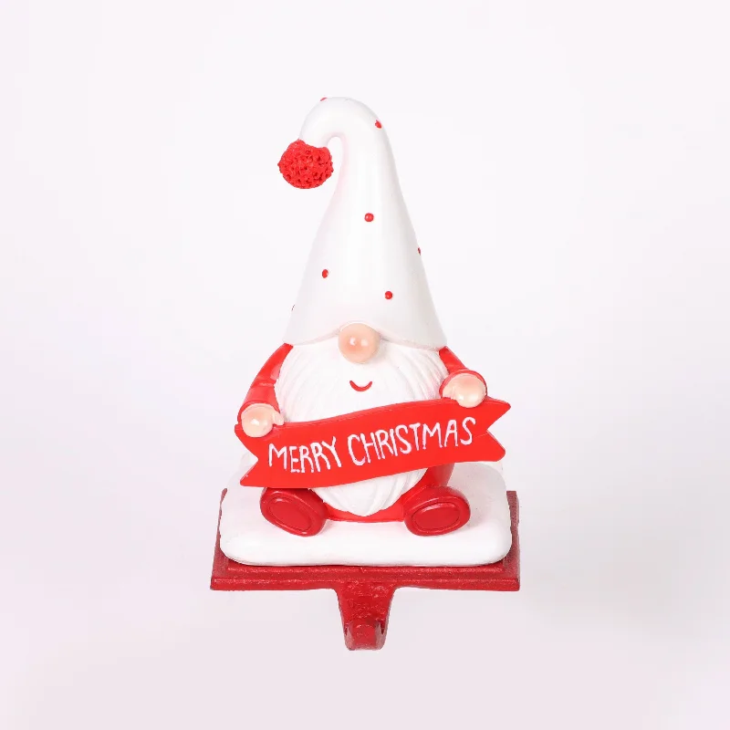 Polyresin Santa gnome stocking holder