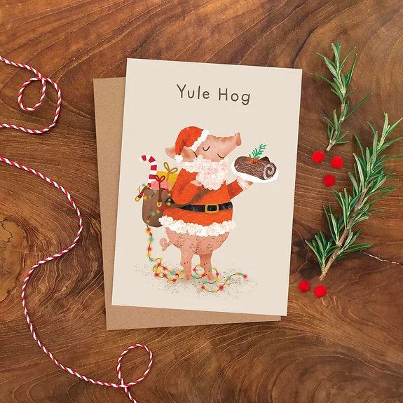 Yule Hog Christmas Card