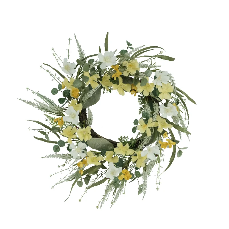 24" Artificial Dogwood Floral Spring Wreath