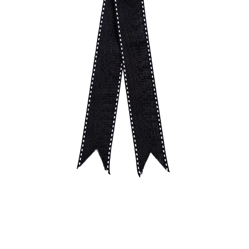 Large Ribbon - Stitched Edge - Black & White