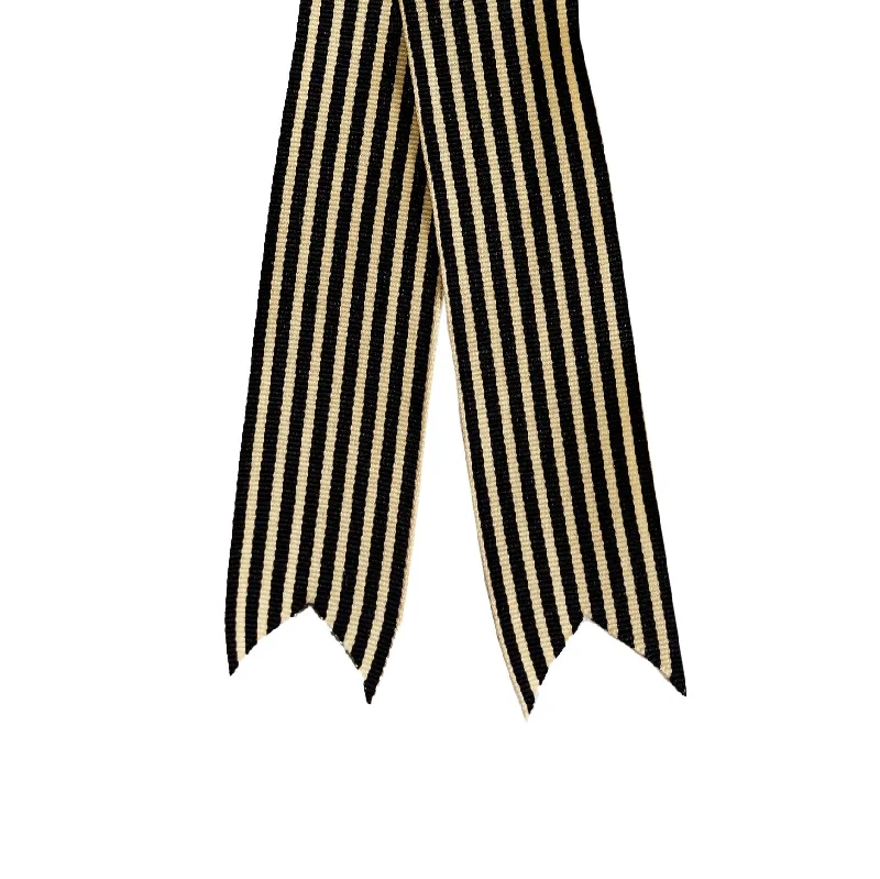 Large Ribbon - Grosgrain Stripe - Black & Ivory