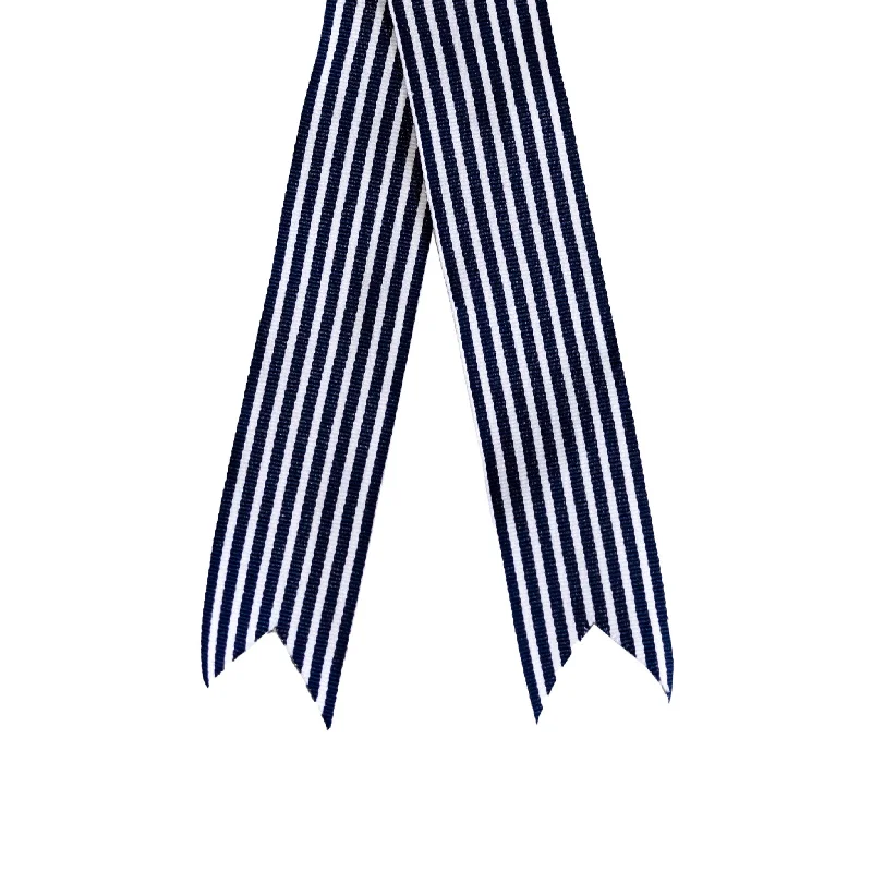 Large Ribbon - Grosgrain Stripe - Navy & White