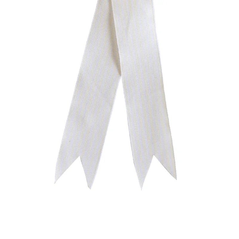 Large Ribbon - Grosgrain Stripe - White & Ivory