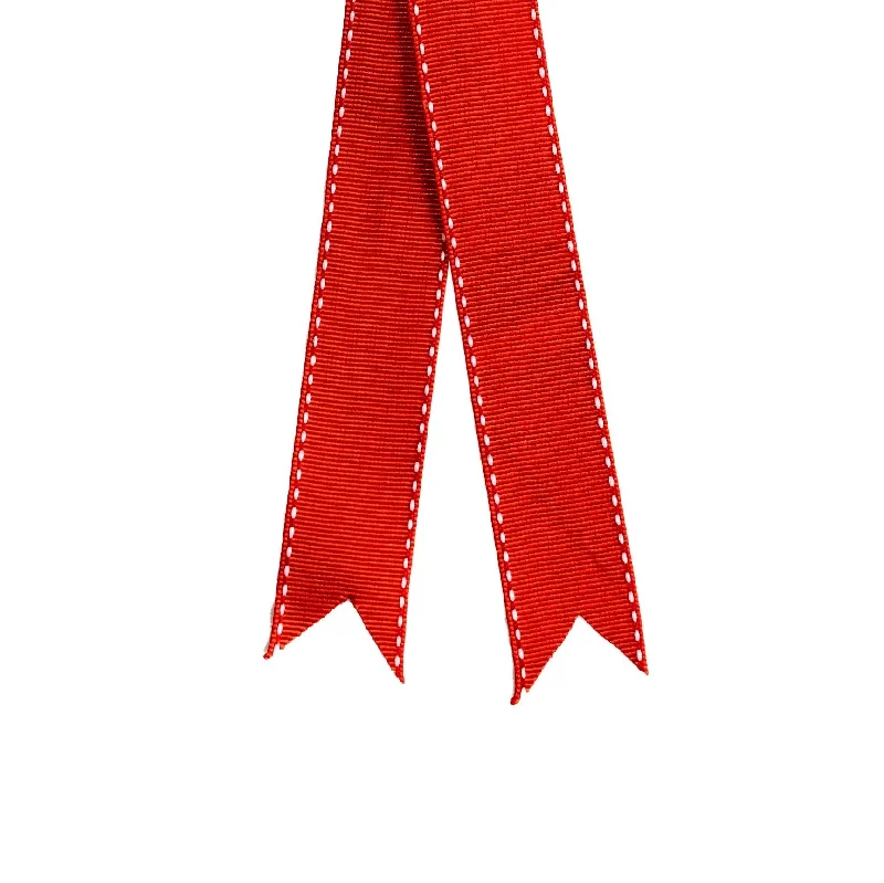 Large Ribbon - Stitched Edge - Red & White