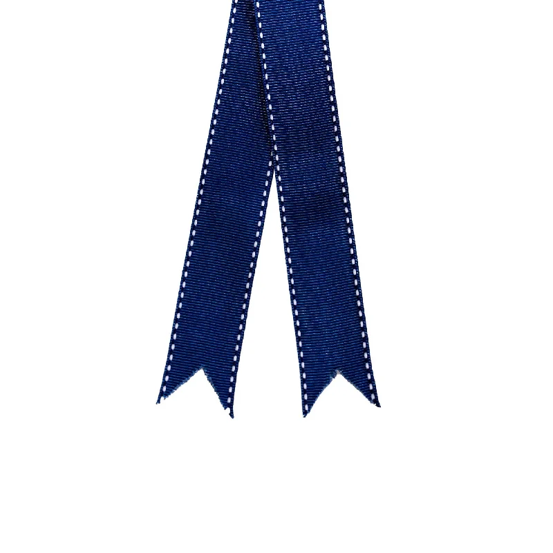 Large Ribbon - Stitched Edge - Blue & White