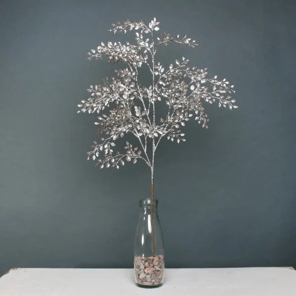 70cm Glitter Mini Leaf Spray Champagne Branch - Christmas Xmas Artificial Greenery