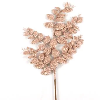 68cm Rose Gold Artificial Glittered Leaf Branch Spray - Christmas Decoration Xmas