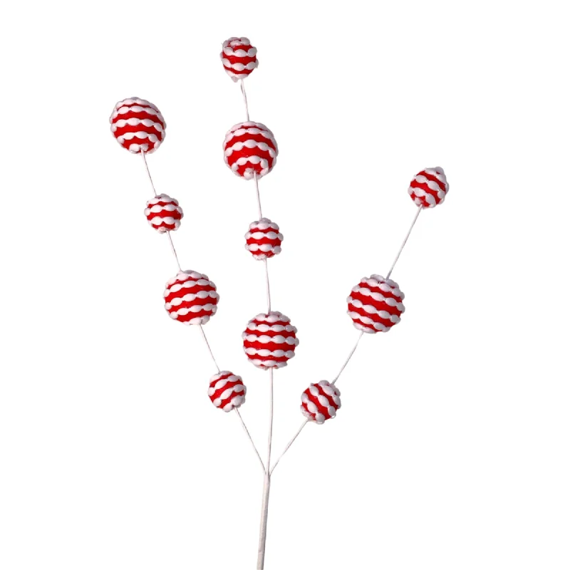 Festive Stripe Ball Spray - Red/White 25.5” |KS