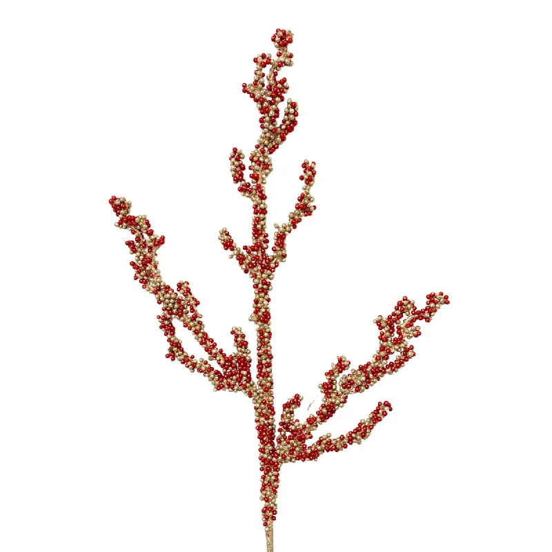 Mixed Glitter Berry Twig - Red 31” |KS