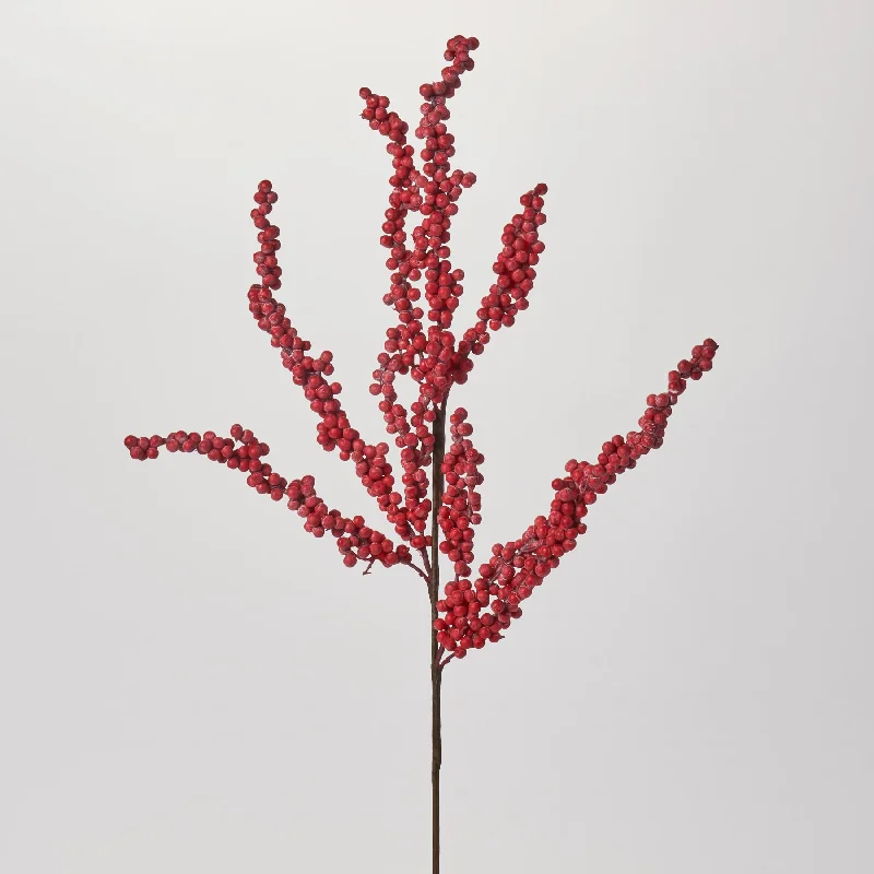 Weathered Red Cluster Fall Berry Long Stem Branch Spray - 32"